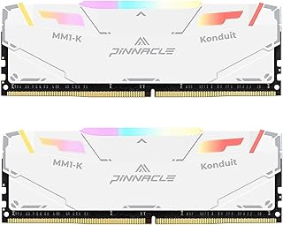 ذاكرة RAM بيناكل كاندويت RGB سعة 16GB (2×8) من تايم تك، DDR4 تردد 3200 ميجاهرتز منفذ PC4-25600، تباطؤ CL16-18-18-38، تجاوز سرعة XMP2.0، جهد 1.35 فولت، متوافقة مع كمبيوتر AMD وانتل للالعاب-ابيض