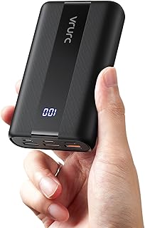 باور بانك صغير 20000 mAh شاحن محمول بمنفذUSB C سريع الشحن 22.5 واط بي دي وكيو سي 3 4 مخارج و3 مدخلات حزمة بطارية مدمجة بشاشة LED متوافقة - أسود من في ار يو