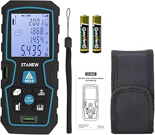 STANEW Portable Digital Laser Rangefinder, Laser Measuring Tool with 2 Bubble Levels, Length/Area/Volume Theorem Measurement/Choke's Theorem, with LCD Backlight, 2* Batteries, IP54,