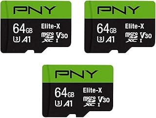 PNY بطاقة ذاكرة فلاش ايليت اكس كلاس 10 U3 V30 microSDXC سعة 64GB (عبوة من 1) - 100 ميجابايت/ثانية، الفئة 10، U3، V30، A1، 4K UHD، UHS-I، مايكرو SD