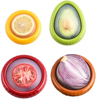 AOVSTVES Fruit and Vegetable Preservation Box Set(4 PCS) Fruit and Vegetable Storage Containers Suitable for Refrigerator Reusable Storage Boxes Suitable for Lemon Onion Apple Avocado,etc