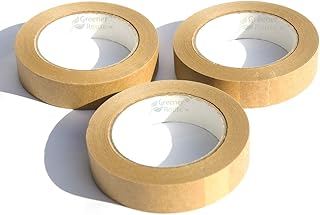 3X 25mm X 50m Brown Paper Framers Tape - Self-Adhesive Kraft Paper Tape - Vegan Friendly - Eco-Friendly - Fully Recyclable (3)