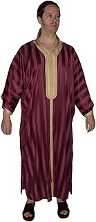 Men Dress Caftan Handmade with Embroidery Tread Long Sleeve Burgundy