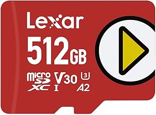 بطاقة ذاكرة مايكرو SDXC بلاي 512 جيجابايت UHS-I، C10، U3، V30، A2، فيديو FHD، حتى 160/100 ميجابايت/ثانية، تخزين موسع لنينتندو سويتش وأجهزة ألعاب وجوالات ذكية وتابلت من ليكسار (LMSPLAY512G-BNNNU)