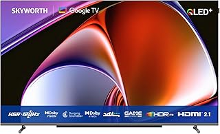 سكاي ورث 55SUF9550P 55 بوصة QLED 4K UHD 3840 X 2160 2.1 HDMI 120Hz ذكي (تلفزيون جوجل)، رمادي