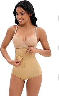 Allegra K Women Shapewear Bodice Briefs with Hook Closure Front Tummy Control High Waist Butt Lifter Shapewear, beige, L