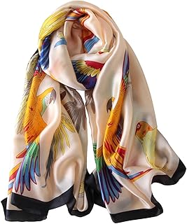 NUWEERIR Womens 100% Large Mulberry Silk Scarf Long Satin Scarf Fashion Designer Scarf Lightweight Wraps