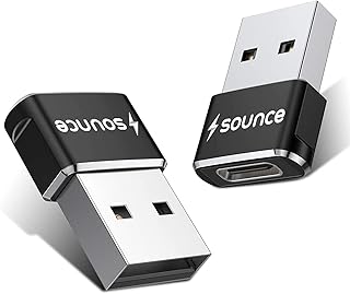 Sounce USB C Female to USB Male Adapter [Aluminum Shell, High Stability] Type C to USB A Converter Compatible with iPhone 13 Pro Max Apple Watch Series 7 AirPods 3 CarPlay, etc. Black