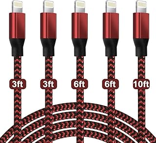 شاحن ايفون، كيبل لايتنينج معتمد من ام اف اي (3/3/6/0.2 متر) شحن USB ومزامنة البيانات من النايلون المضفر مع موصل معدني متوافق مع ايفون 11/برو/ماكس/X/XS/XR/XS ماكس/8/بلس/7/7 بلس/6/6S/6 بلس والمزيد