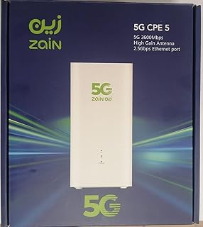 راوتر فايف جي 5G CPE 5 - أحدث إصدار من زين فائق السرعة واي فاي 6 سرعة تحميل تصل إلى 3600 ميجابت في الثانية H155-383 يعمل على شبكة فقط نطاق مزدوج ثنائي النطاق