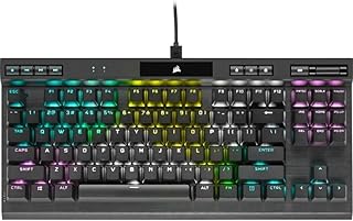 كورسير كيبورد العاب ميكانيكي K70 RGB TKL من سلسلة شامبيون بدون رقمي - مفاتيح شيري ام اكس سبيد اطار الومنيوم متين اضاءة خلفية LED لكل مفتاح كيبل USB نوع C قابل للفصل أسود