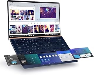 لابتوب اسوس زين بوك UX434FQ بشاشة لمس FHD مقاس 14 انش (انتل كور i7، بطاقة رسومات انفيديا MX350، ذاكرة RAM 16 GB، SSD 512GB، ويندوز 10) يتضمن شاشة لوحة تحكم باللمس ثانوية، ازرق رويال