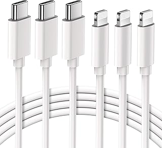 كابل USB C إلى لايتننج معتمد من MFi كوينتس 3 حزم بمقاس 6 أقدام USB-C ايفون سلك شحن سريع لهاتف 12 برو ماكس 11 اكس اس ار 8 بلس ايباد اير بودز بلون أبيض