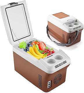 LZFdxmc Car Fridge, Quiet Camping Fridge Freezer, Car Refrigerator Cooler Box, Cooler and Warmer, for Skincare, Beverage, Home and Travel