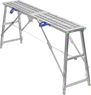 Scaffolding Equipment, Portable Multipurpose Folding Scaffolding Work Platform Scaffold Tower Ladder Stool Bench Adjustable Height, Galvanized Steel Welding,180cm(200cm)