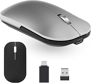 comeic Bluetooth Wireless Mouse for MacBook/Windows/Android Tablet/iPad/Mac/Laptop/PC/Computer,Rechargeable Dual Mode(BT5.2 & 3.0 & 2.4G USB) Silent Mouse for Desktop/Notebook/Computer