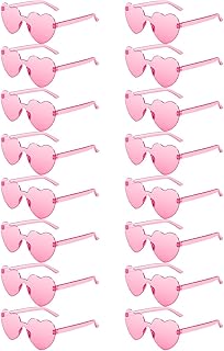 JDHXBMW 16Pairs Heart Sunglasses for Women Colored Heart Shaped Sunglasses Rimless Fun Heart Glasses for Adult Party Favors