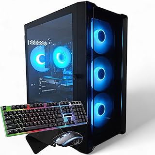 تجميعة قيمنق بي سي كمبيوتر انتل i5 كارت شاشة RX580 8GB و رام 16GB تخزين عالي السرعة ويندوز 11 64bit برو بإضاءة ار جي وريموت تحكم