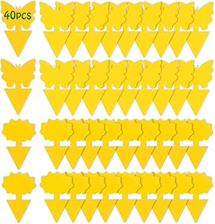 مصيدة ذباب الفاكهة من هزيسير، 40 عبوة من 40 قطعة، صاعق حشرات لاصق بلون اصفر، صاعق حشرات لاصق مزدوج الجوانب، قاتل ذباب الفاكهة اللاصق للاستخدام الداخلي والخارجي