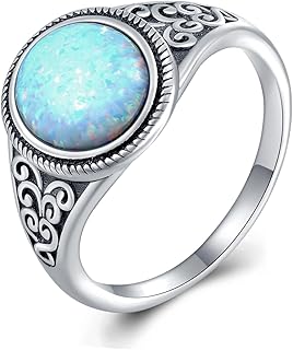 Daixiya Irish Opal Ring 925 Sterling Silver Filigree Opal Rings Irish Jewelry Ireland Gifts for Women