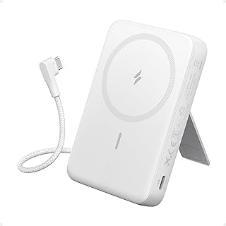 Anker Zolo Magnetic Power Bank, 10,000mAh Wireless Portable Charger with 30W Max Fast Charging, Battery Pack with Built-in USB-C Cable and Adjustable Stand, for iPhone16/15 Series, AirPods, and More