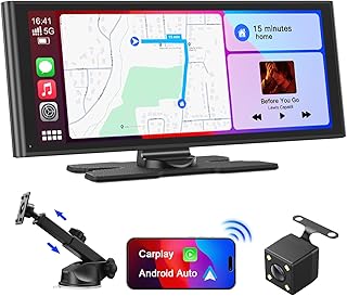 9.26" Wireless Car Screen for Apple Carplay & Android Auto with Backup Camera, Touchscreen Portable Car Audio Receivers, GPS Navigation,Voice Control, Bluetooth, Mirror Link, FM, AUX