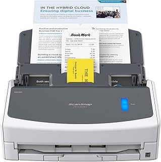 Fujitsu سكان سناب iX1400 A4 Scanner. 40ppm, مسح مزدوج. وحدة تغذية المستندات التلقائية الموصى بها 400 صفحة في اليوم. USB 3.2, White, PA03820-B001