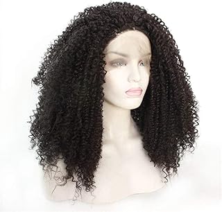 Wigs Europe Wig lace Wig Lady Wig Dark Brown woman Wig Long Curly Curly Hair Natural Appearance Heat-Resistant Fiber Synthetic Wig(14 Inches)