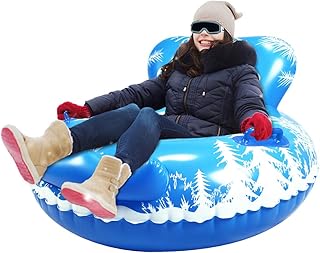 SUNSHINE-MALL Snow Tube, Inflatable Snow Sled for Kids and Adults, Heavy Duty Snow Tube Made by Thickening Material of 0.6mm,Snow Toys for Kids Outdoor