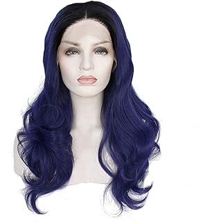 Wigs European and Fashion Big Wave of Hair Blue can be perm Wig lace Curly Hair Natural Appearance Heat-Resistant(26 Inches)