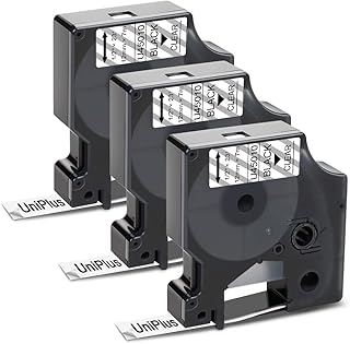 شريط لاصق بديل 12 ملم متوافق مع ديمو D1 45010 S0720500 اسود على كاسيت شفاف 12 ملم × 7 متر لديمو ليبل مانجر 160 280 220P 360D ليبل بوينت 100 150 350 450 ديو، 3 قطع