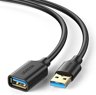 يوجرين USB تمديد كبل 3.0 موسع الحبل نوع A ذكر إلى أنثى نقل البيانات متوافق مع Playstation ، VR محرك فلاش قارئ بطاقات أقراص ثابتة لوحة مفاتيح طابعة كاميرا - 1 متر، متعدد الألوان