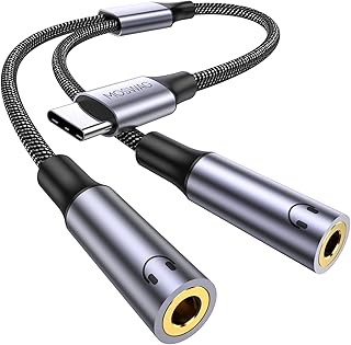 موسواغ موزع سماعة راس USB C الى AUX 3.5 ملم محول صوت 2 في 1 مع جاك رقاقة رقمي تناظري عالي الدقة متوافق بكسل 7 6 برو 5 جالاكسي S23 S22 S21 ايفون 15 ماكس بلس أسود