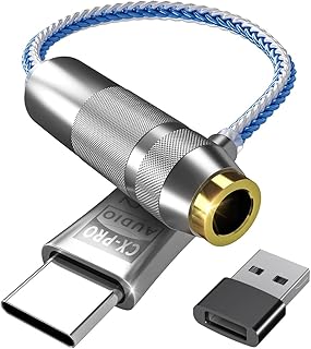 محول صوت USB C الى 3.5 ملم من ازوني سماعة راس سي اكس برو يو اس بي نوع رقاقة رقمي تناظري لسماعة الراس ومكبر الصوت هاي فاي مقبس للاجهزة النوع موسيقى عالية ازرق