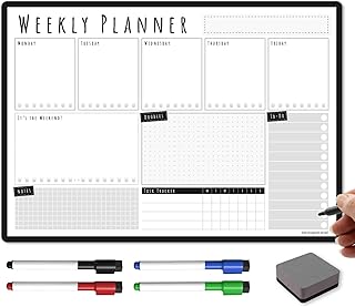 The Magnet Shop A3 Magnetic Weekly Planner/You Got This - Dry Wipe Whiteboard Planner for Home, Office or Students - with 4 Dry Erase Pens and Eraser (Charcoal, A3-WP2)