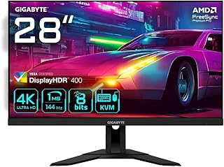 شاشة العاب احترافية موديل M28U مقاس 28 انش بدقة 4K UHD (3840 x 2160) 144Hz شاشات فريسينك بريميم برو من جيجابايت أسود LED