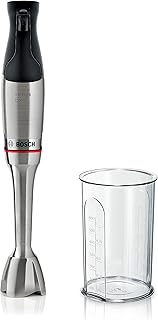 Bosch ErgoMaster Series 6 MSM6M810 Single-Handle Stick Blender, Stainless Steel Blades, Wear-free Ceramic Coupling, QuattroBlade, Mixing Cup, 1200 W