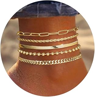 Poxtex Ankle Bracelets for Women, Adjustable Waterproof Anklets for Women Trendy, Dainty Anklets for Women Large Ankle