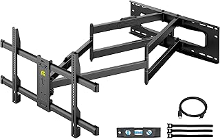 حامل تلفزيون للحائط بذراع طويل 43 انش للتلفزيون 37-90 انش من فورجينج مونت كامل الحركة باذرع مفصلية مزدوجة، دوار وقابل للامالة، لوزن 165 باوند، للمسامير الخشبية 16-24 انش ويدعم معيار فيسا 600×400 ملم