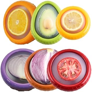 Kellegour Pack of 6 Fruit Vegetable Savers, Fruit Storage Box Made of Silicone, Reusable Fridge Storage Box for Onion, Tomato, Lemon, Pear, Vegetables