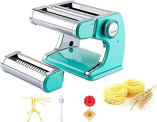 Stainless Steel Pasta Maker Machine, Pasta Machine, Dough Cutter, with Hand Crank and Clamp, Noodle Maker Machines for Homemade Spaghetti and Fettuccini Wuzeenyi