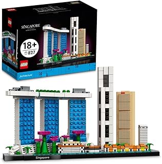 مجموعة LEGO Architecture Skyline: سنغافورة 21057؛ نموذج بناء وعرض قابل للتجميع للبالغين؛ فكرة هدية لمحبي السفر والتاريخ والهندسة المعمارية والهوايات الحرفية (827 قطعة)