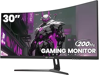 شاشة ألعاب منحنية 30 بوصة من سي ار يو اي بمعدل تحديث 144Hz 200Hz عريضة للغاية WFHD2560×1080P VA 21:9 1500R تغطية 99% بالفضاء اللوني جي بي HDMI DP جدارية أسود LCD 2560 x 1080