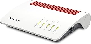 AVM كيبل فايبر 5590 من فريتز! بوكس (واي فاي 6 مودم الألياف الزجاجية (WLAN AX)، حتى 2.400 ميجابايت/ثانية (5 جيجاهرتز) و1.200 ميجابايت/ثانية (2.4 جيجاهرتز)، شبكة WLAN، قاعدة DECT، منفذ 2.5 جيجابت، ابيض،