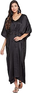 Ousum Women Plus Size Kaftan Satin Maxi Dress Long Caftan Casual Cover Ups Sateen Nightdress Nighty for Summer