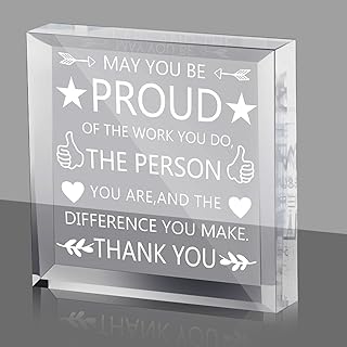 يوكر هدايا عيد الميلاد لزملاء العمل، بعبارة «May You Be Proud of the Work You Do Farewell Resigning Employee Exition» هدية شكرا لك هدايا وداعا، لافتة اكريليك هدايا الذكرى السنوية للعمل (تصميم مربع)