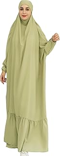 Lenmipot womens 1pc Ruffled Prayer Jilbab Modern