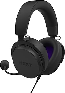 NZXT سماعة راس سلكية للالعاب للكمبيوتر من ريلاي - صوت عالي الدقة - سماعة دي تي اس: اكس - صوت محيطي 7.1 - تصميم خفيف الوزن ومريح - ميكروفون قابل للفصل - برنامج كام - اسود، فوق الاذن