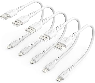 اوليفتوس كيبل شحن ايفون قصير بطول 1 قدم، 5 قطع من كيبل USB الى لايتنينج لمحطات الشحن السريع بطول 1 قدم متوافق مع ابل ايفون 12 11 برو ماكس اكس اس 8 7 6 5 بلس وايباد اير/ميني