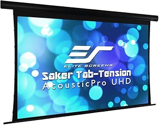 Elite Screens Saker Tab-Tension AcousticPro UHD Series, 100" Diagonal 16:9, 4K/8K Ultra HD Electric Sound Transparent Perforated Weave Drop Down Front Projector Screen, SKT100UH-E24-AUHD